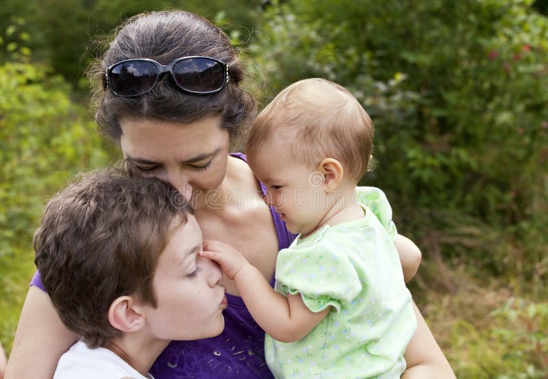 Mother and two children