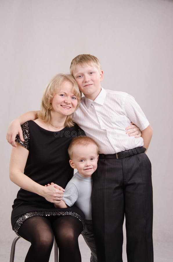 Mother And Two Sons Stock Photo