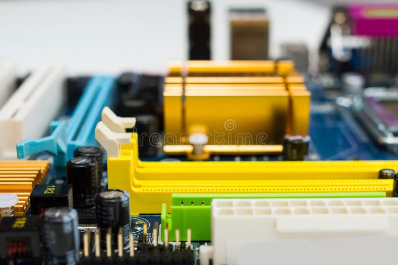 Motherboard detail, closeup stock photography