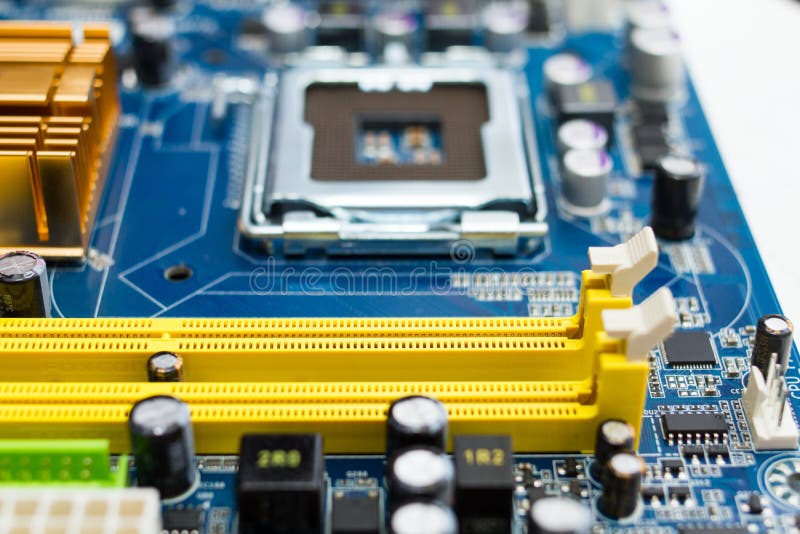 Motherboard detail, closeup royalty free stock photos
