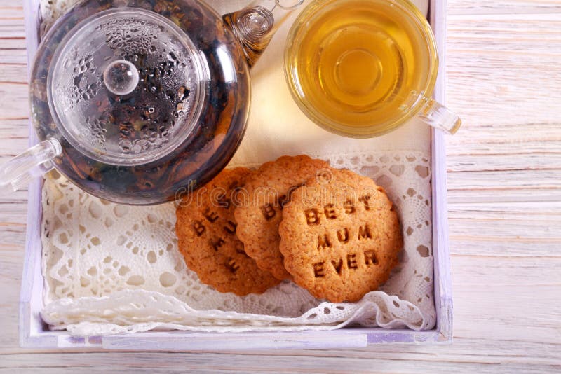 Mothers day concept - tea and cookies