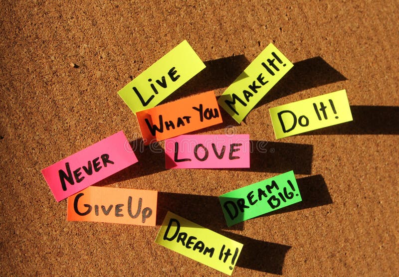 Motiverende plaknotities royalty-vrije stock afbeelding