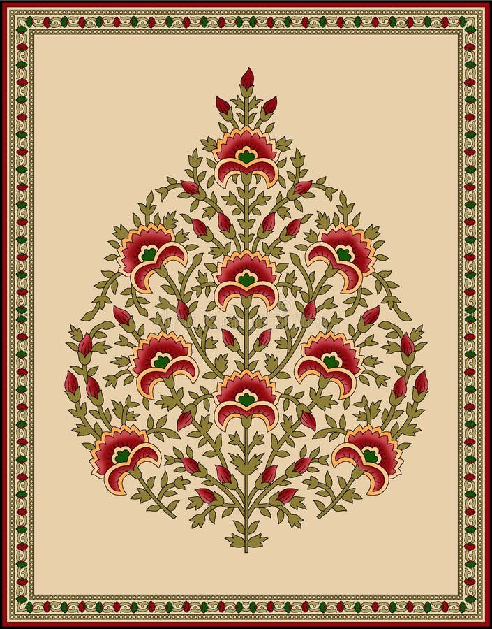 Motif de flori de mughal indiene fără sudură stock illustration