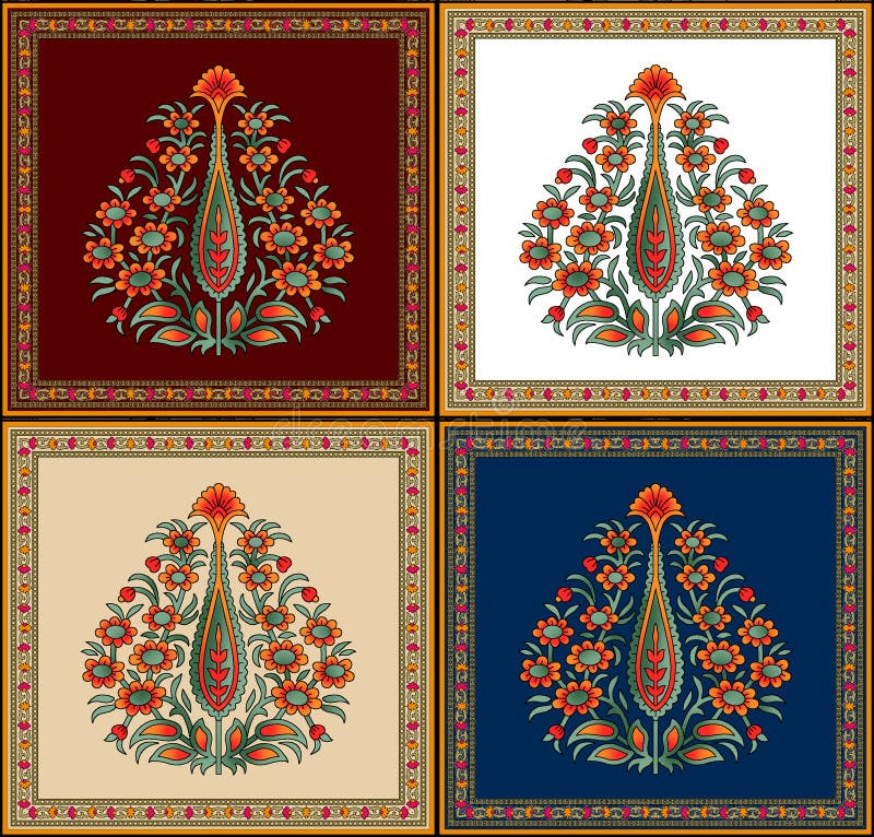 Motif de flori de mughal indiene fără sudură royalty free illustration