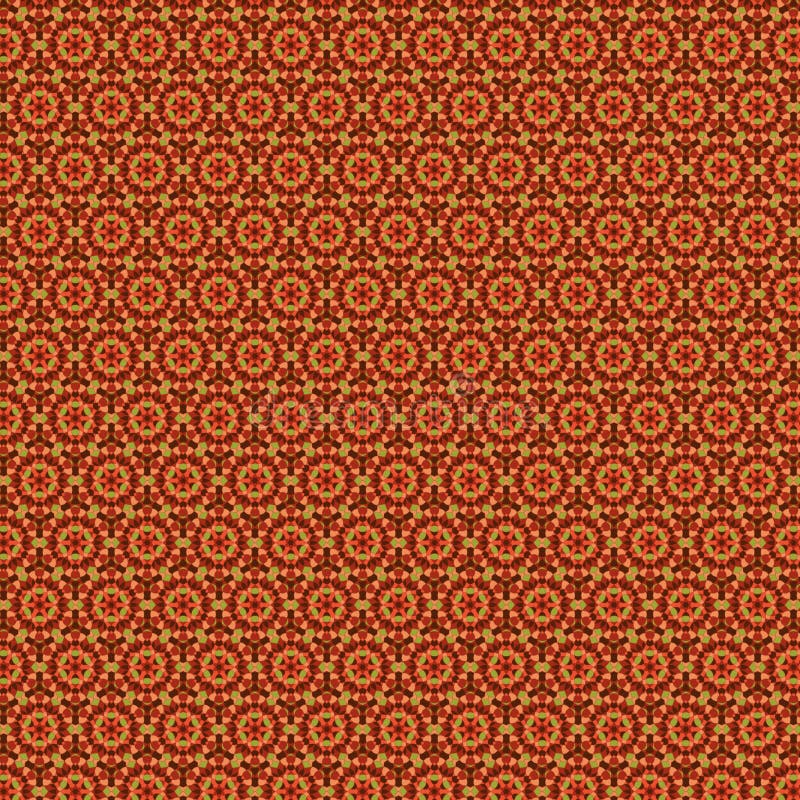 Bright simple geometric flower pattern Modern floral print of mosaic repeating flowers on a peach orange background. Bright simple geometric flower pattern Modern floral print of mosaic repeating flowers on a peach orange background