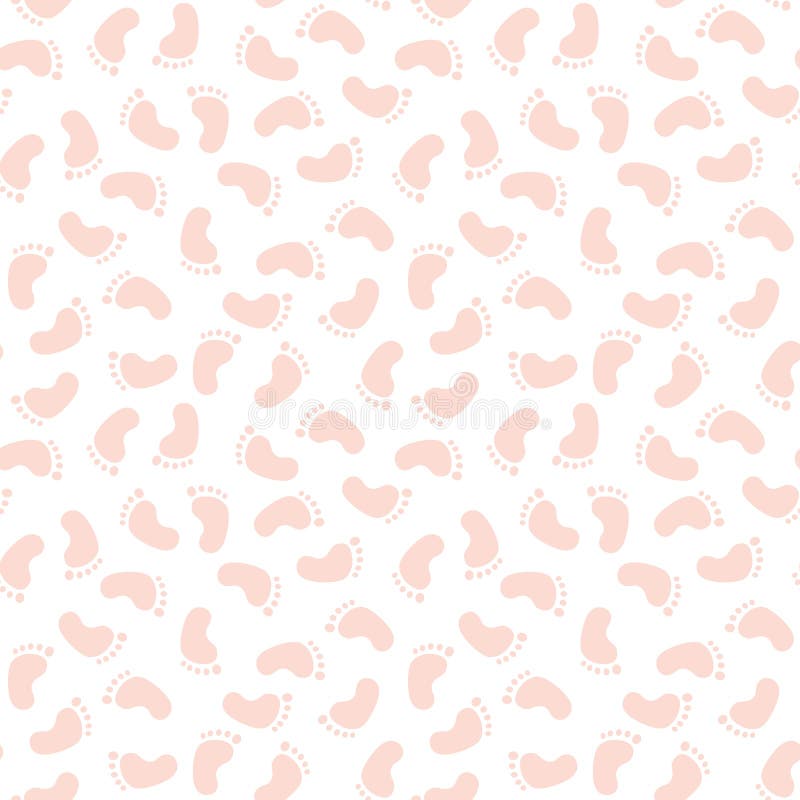 Motif de pied de bébé de couleur rose pêche sans couture avec fond blanc illustration de vecteur