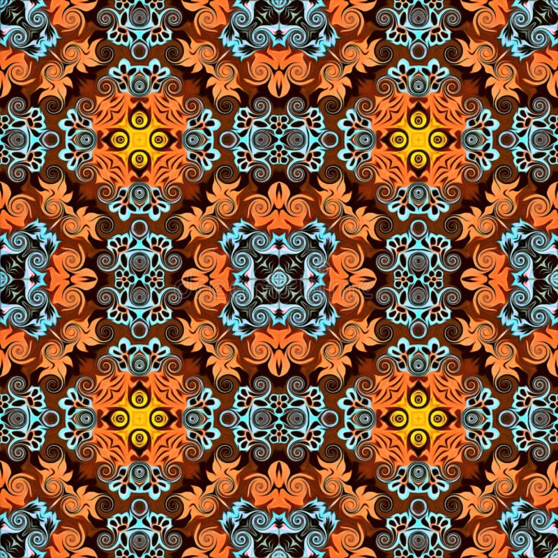 Motif de trame en mosaïque psychédélique aux fleurs de style oriental Motif de papier peint, fonds, décoration pour tapisseries, illustration de vecteur Motif de trame en mosaïque psychédélique aux fleurs de style oriental Motif de papier peint, fonds, décoration pour tapisseries, illustration de vecteur