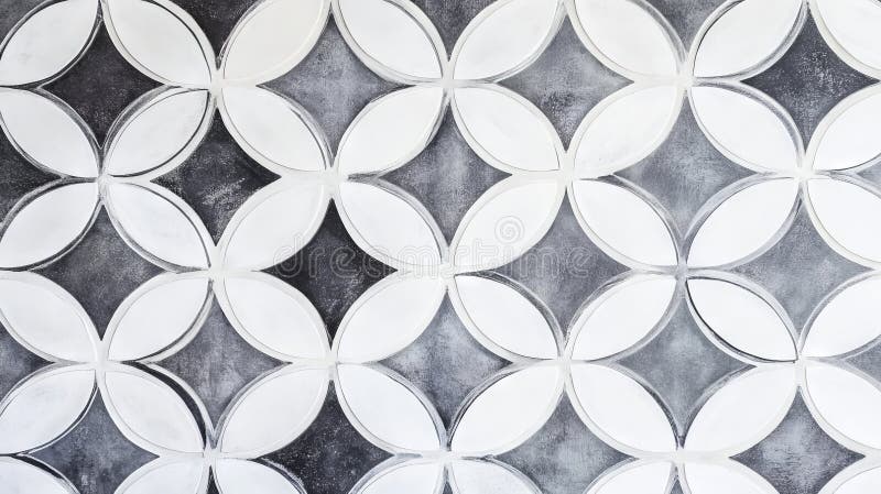 Motif géométrique avec cercles d'entrelacement dans les tons monochromes. Modèle géométrique abstrait avec cercles interdépendants dans les tons monochromes idéal pour la conception intérieure moderne et les projets architecturaux. ai génératif