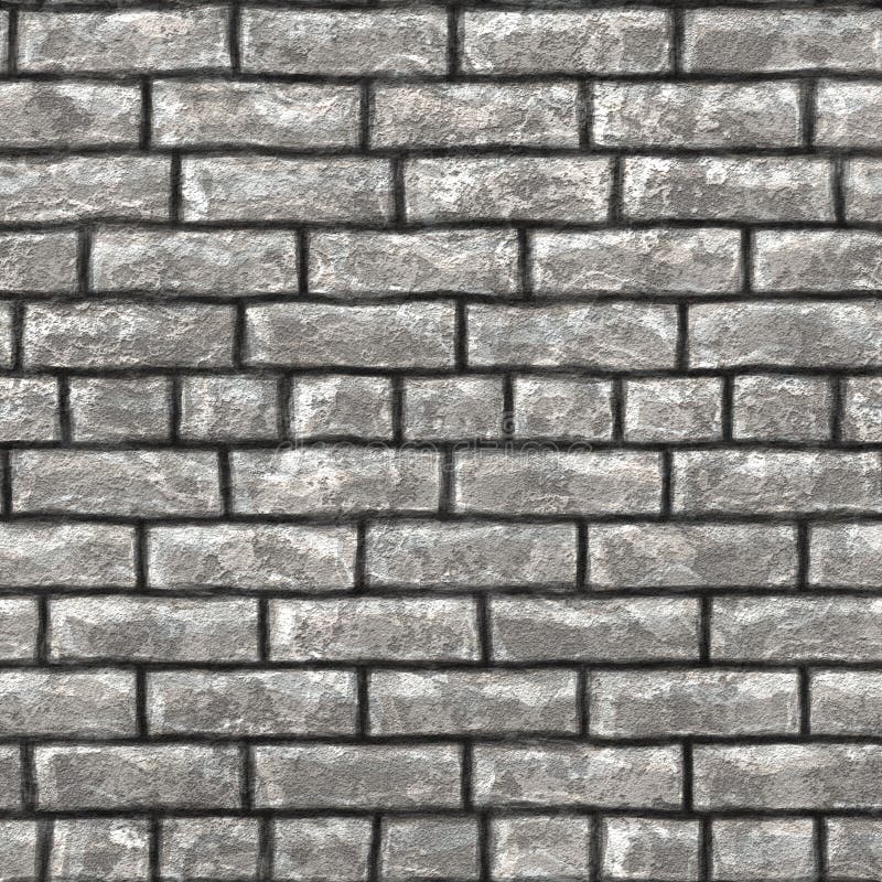 Stone Wall Seamless Texture, Cartoon, 3d Illustration Stock Photo
