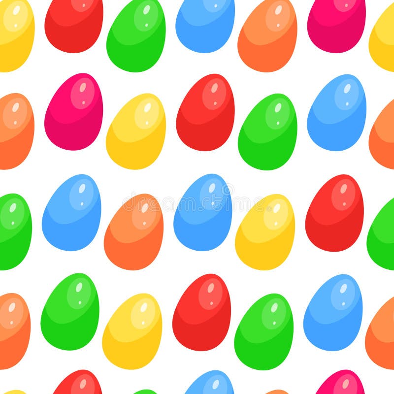 Easter seamless pattern of colorful eggs on white background. Vector illustration for wallpaper, wrapping, backgrounds. Easter seamless pattern of colorful eggs on white background. Vector illustration for wallpaper, wrapping, backgrounds