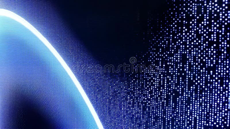 Motifs de lumière bleu dynamique sur une surface incurvée avec effet de pixel numérique. banque de vidéos