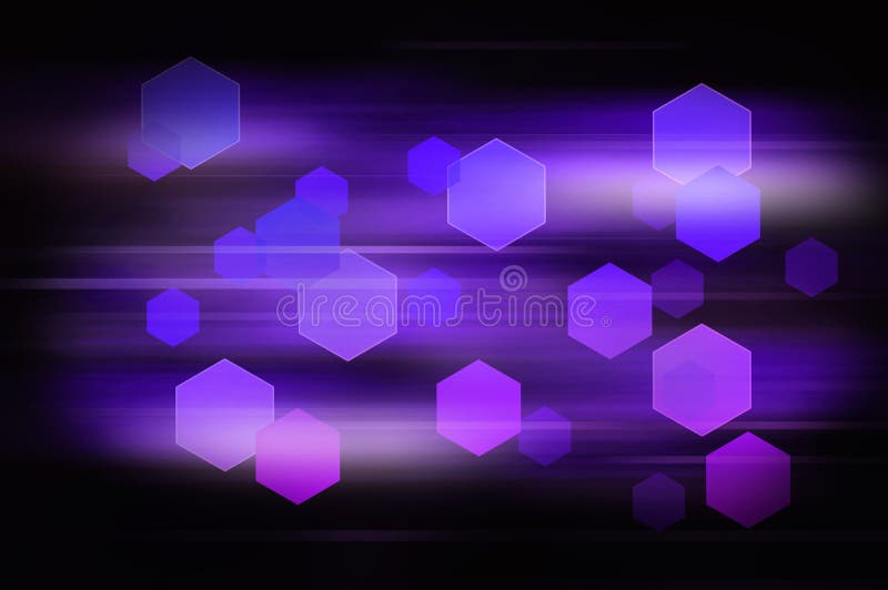 Purple abstract hexagons background with horizontal speed lines stock illustration