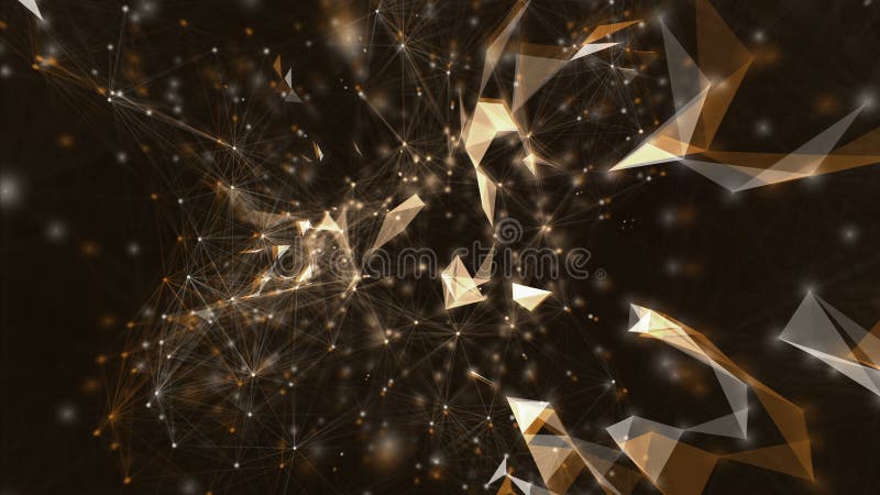 Motion background of abstract plexus structure with triangles, lines and dots. royalty free illustration