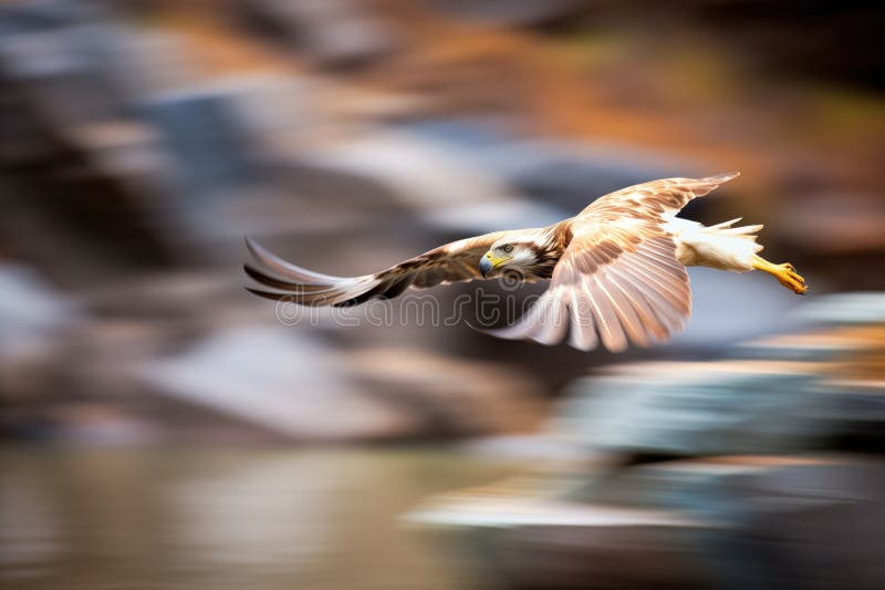 Albastru de mișcare vulturul de aur care zboară prin corb royalty free stock photography