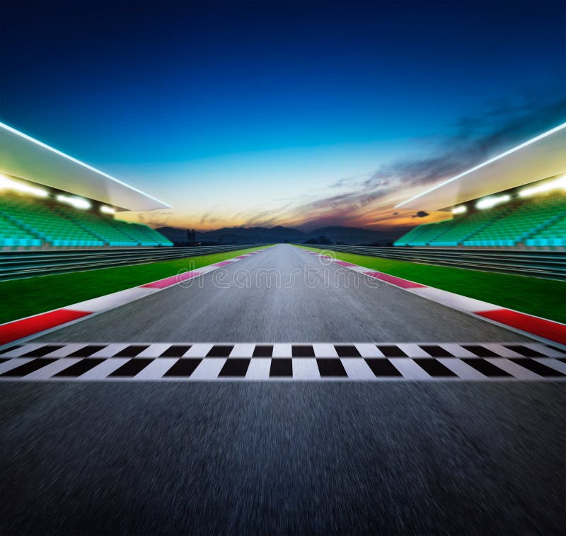 View Of The Infinity Empty Asphalt International Race Track Stock