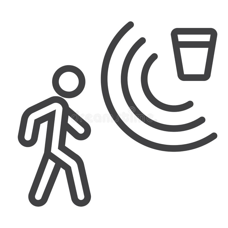 Motion detector line icon, security and guard