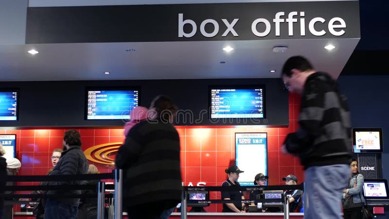 Motion of people line up for buying movie ticket at cinema