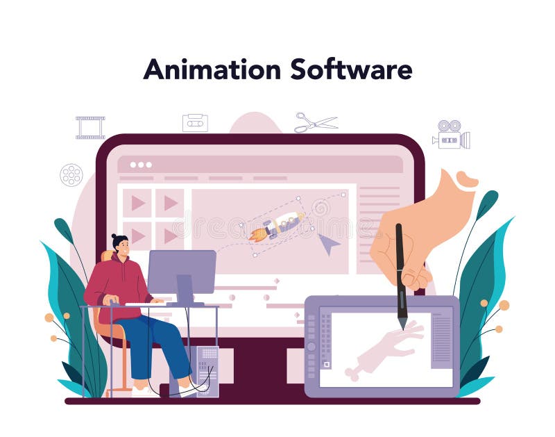 Motion or Video Designer Online Service or Platform. Artist Create Stock Vector - Illustration of graphic, cartoon: 222815667 Motion or Video Designer Online Service or Platform. Artist Create Stock Vector - Illustration of graphic, cartoon: 222815667