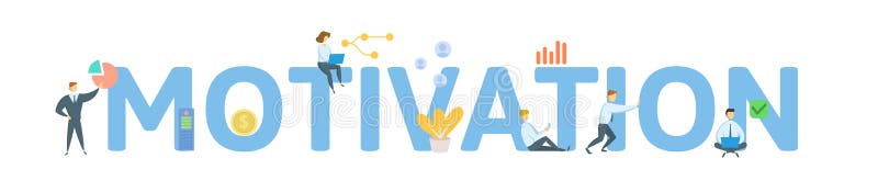 motivation Concept avec des personnes, des lettres et des ic?nes Illustration plate de vecteur D'isolement sur le fond blanc illustration stock motivation Concept avec des personnes, des lettres et des ic?nes Illustration plate de vecteur D'isolement sur le fond blanc illustration stock