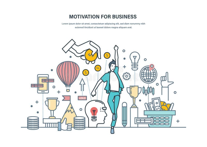 Motivation pour des affaires Accomplissement des buts élevés, perfectionnement des connaissances personnelles, croissance de carr illustration stock Motivation pour des affaires Accomplissement des buts élevés, perfectionnement des connaissances personnelles, croissance de carr illustration stock