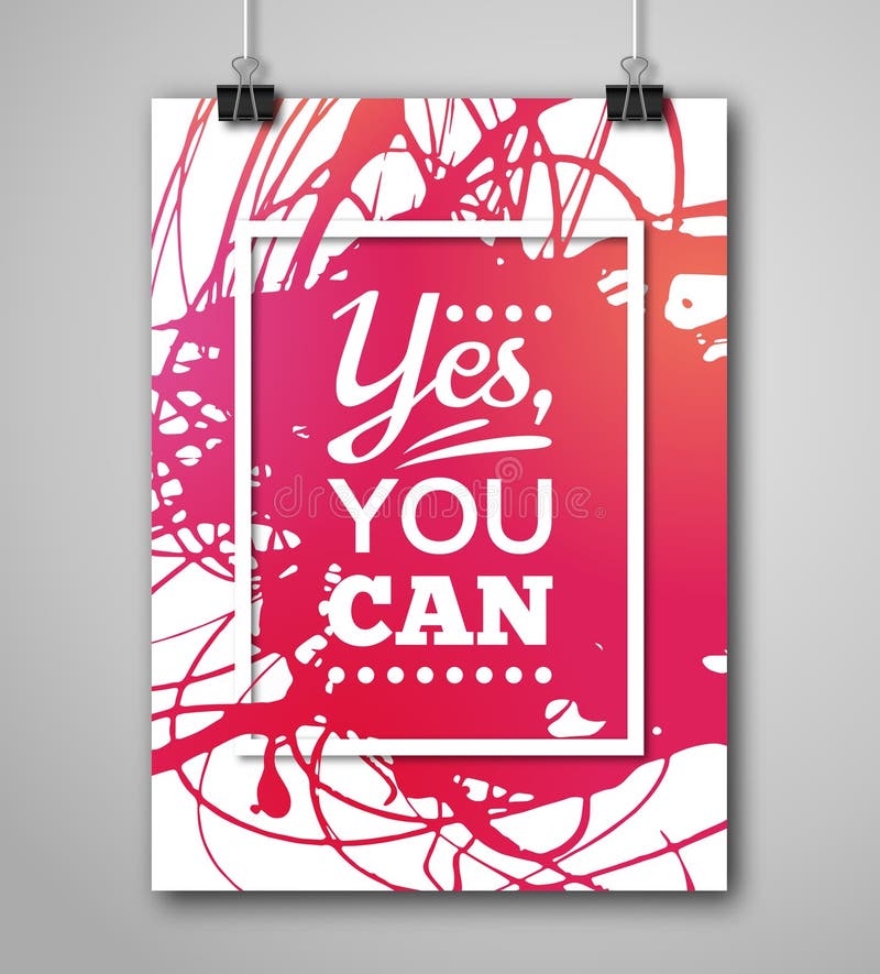 Motivation poster yes you can Royalty Free Vector Image