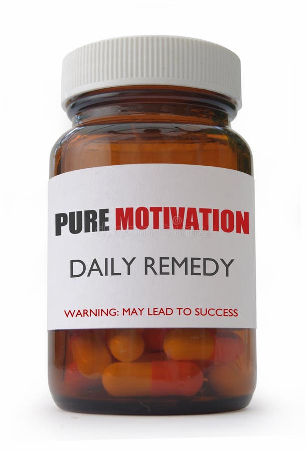 Capsule container labeled with motivation over a white background. Capsule container labeled with motivation over a white background