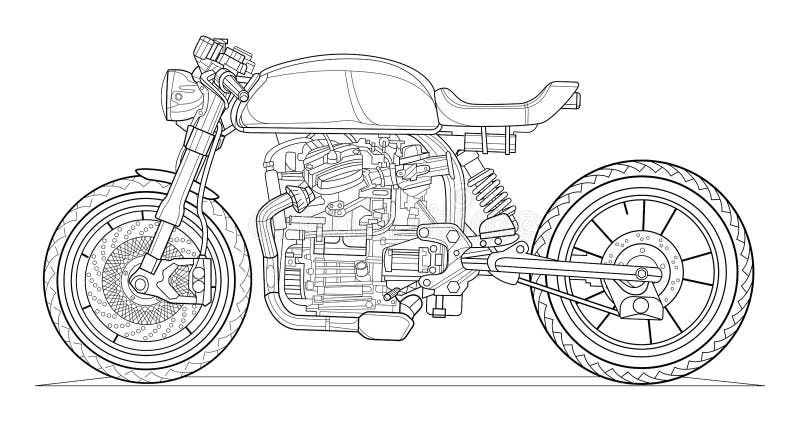 Vetores de Desenho De Veículos De Moto Offroad Só Preto E Branco