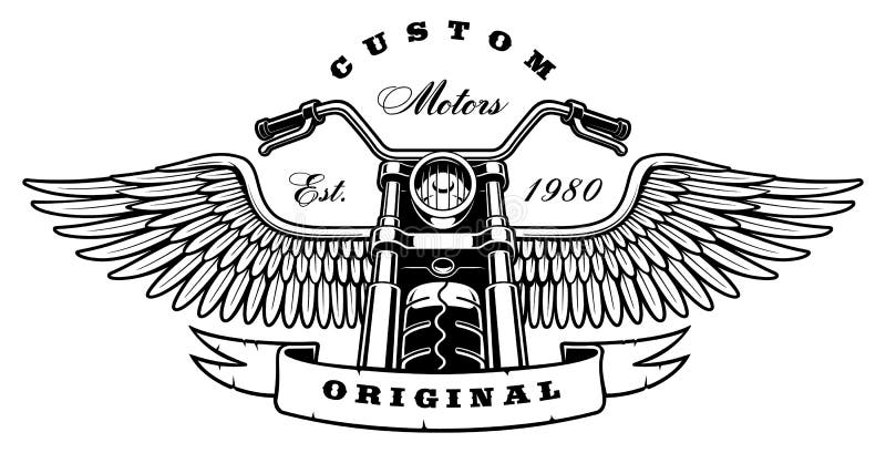 Moteur De Moto Et Ailes Dans Un Style Vintage. Emblème, Symbole, Graphique  De T-shirt. Clip Art Libres De Droits, Svg, Vecteurs Et Illustration. Image  54905574