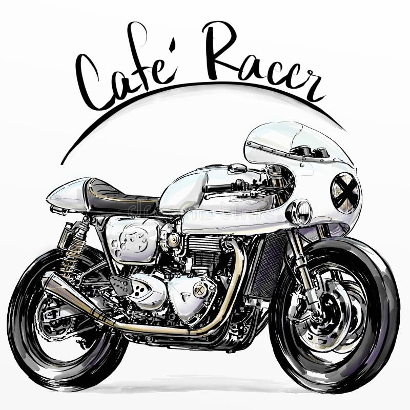 Motocicleta clásica del custume stock de ilustración