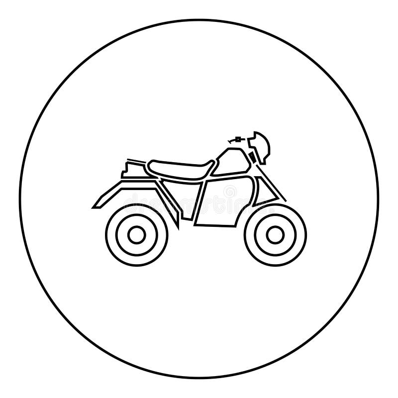 quatro veículo com rodas linha arte, motociclista esboço desenho