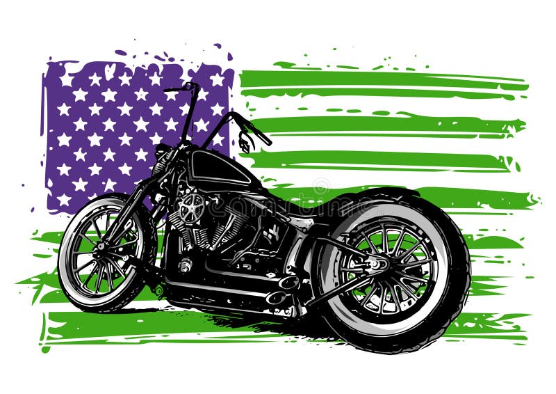 Motocicleta do interruptor inversor com a ilustração da bandeira americana ilustração do vetor Motocicleta do interruptor inversor com a ilustração da bandeira americana ilustração do vetor