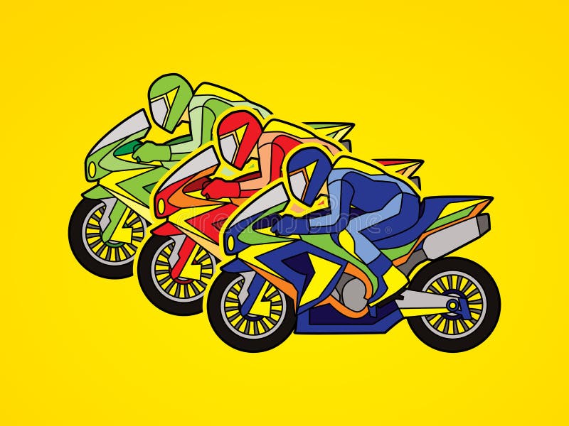 3 motocicli che corrono grafico illustrazione di stock 3 motocicli che corrono grafico illustrazione di stock