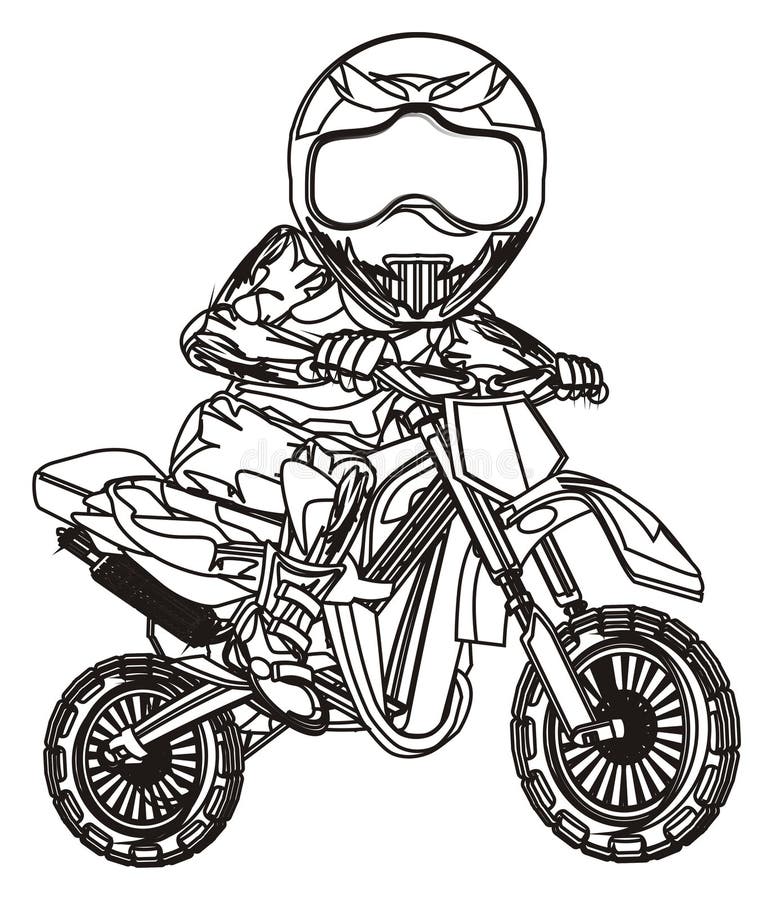 motocross linha arte, motociclista esboço desenho, moto simples