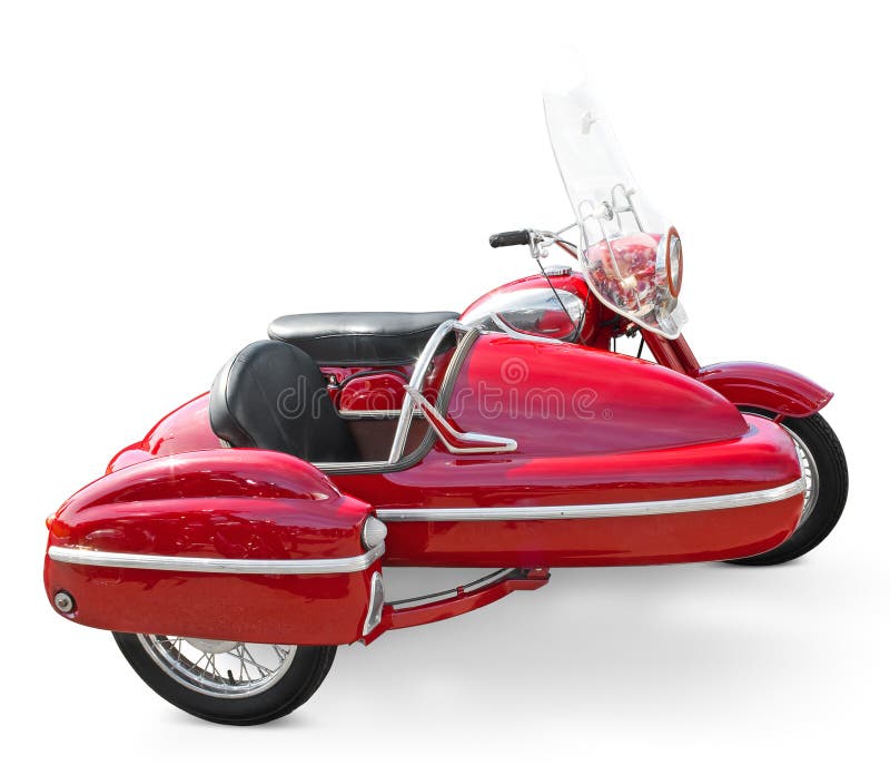 Motociclo dell'annata con l'automobile laterale fotografie stock libere da diritti Motociclo dell'annata con l'automobile laterale fotografie stock libere da diritti