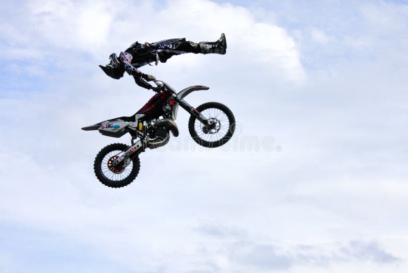 The spectacular jumps of the daredevils bikers of freestyle. Shot taken in Genoa during the Freestyle Motocross 2009 (31, May 2009). The guest stars are Alvaro dal Farra and Carlo Caresana. The spectacular jumps of the daredevils bikers of freestyle. Shot taken in Genoa during the Freestyle Motocross 2009 (31, May 2009). The guest stars are Alvaro dal Farra and Carlo Caresana