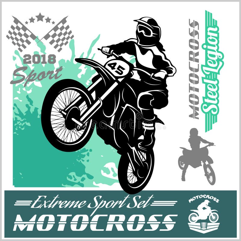 Motocross Rider - vector emblem and logos royalty free illustration Motocross Rider - vector emblem and logos royalty free illustration