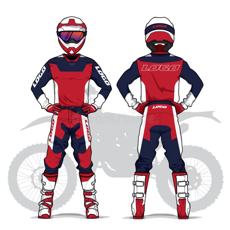 Motocross uniform design set mock up vector