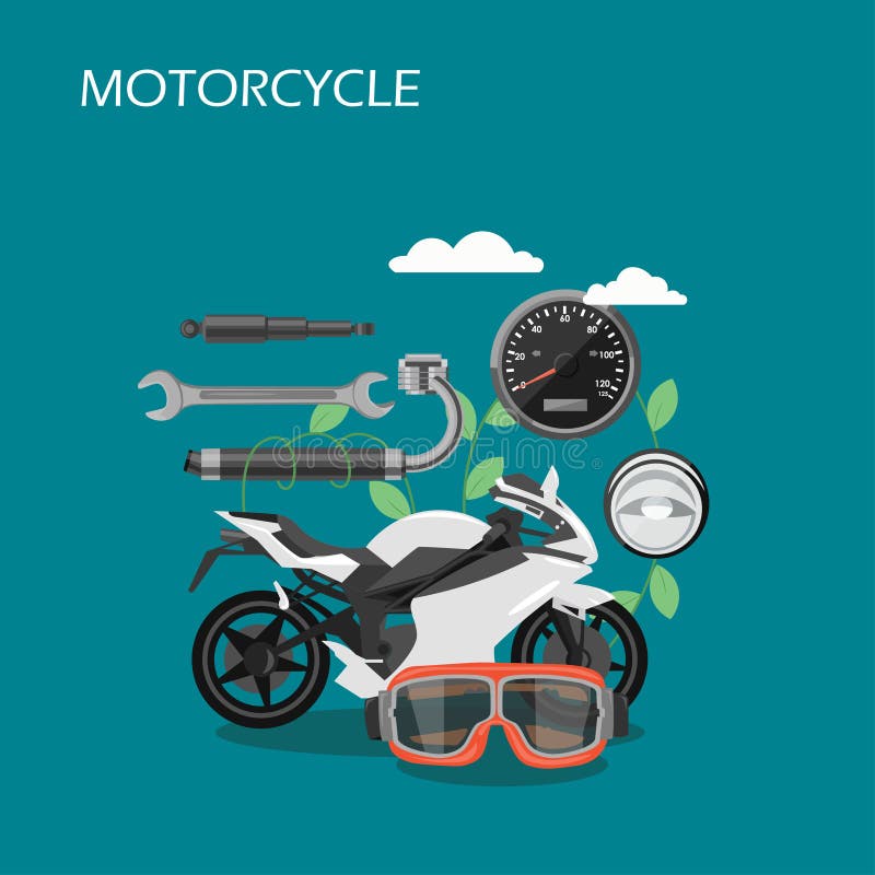 Motocykl części mieszkania stylu projekta wektorowa ilustracja ilustracja wektor Motocykl części mieszkania stylu projekta wektorowa ilustracja ilustracja wektor