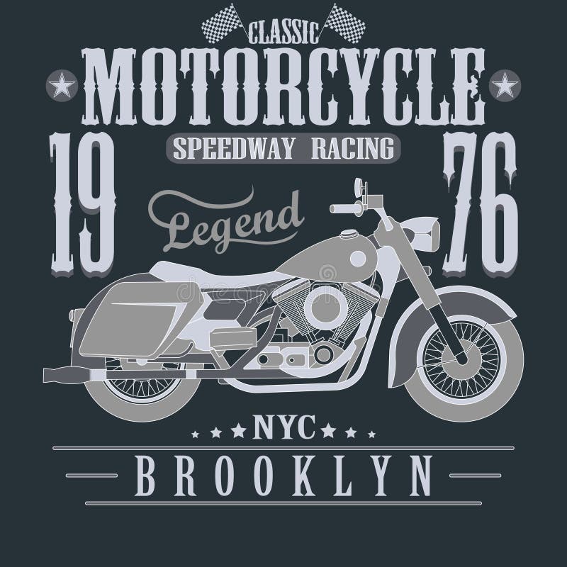 Motocykl typografii Bieżne grafika brooklyn ilustracja wektor Motocykl typografii Bieżne grafika brooklyn ilustracja wektor