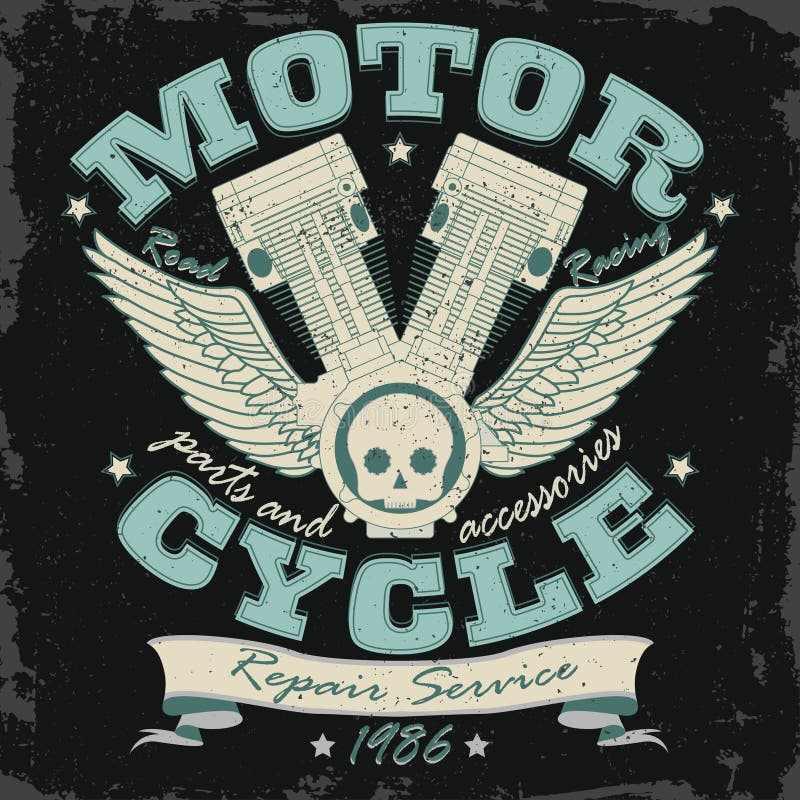 Motocykl typografii Bieżne grafika - wektor ilustracji Motocykl typografii Bieżne grafika - wektor ilustracji