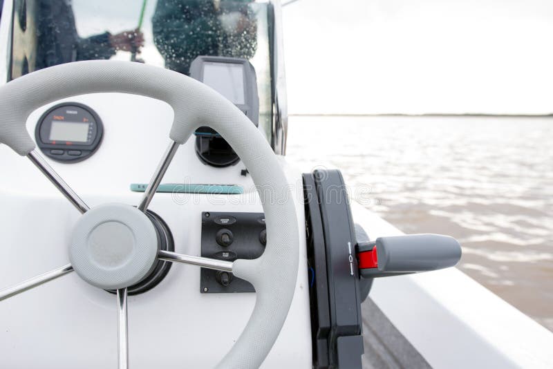 Motor Boat Steering Wheel stock image. Image of navigation 155364703