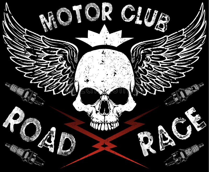Motor Club Skull Tee vector illustration Motor Club Skull Tee vector illustration