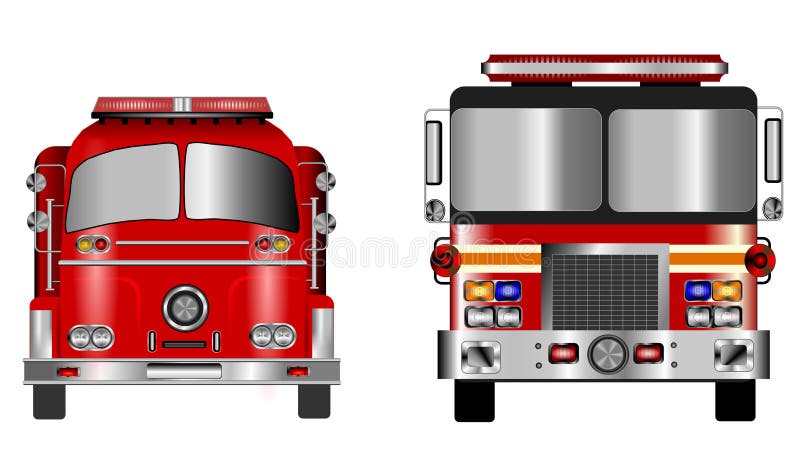 Illustration of old and new fire engine front views. Illustration of old and new fire engine front views
