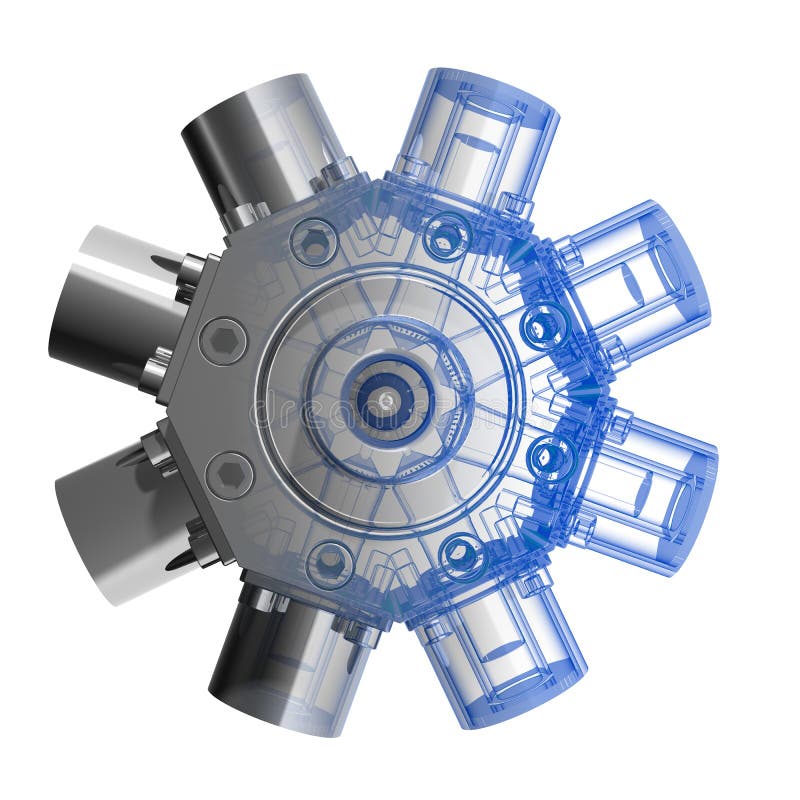 Rotarry engine (3D xray blue transparent). Rotarry engine (3D xray blue transparent)