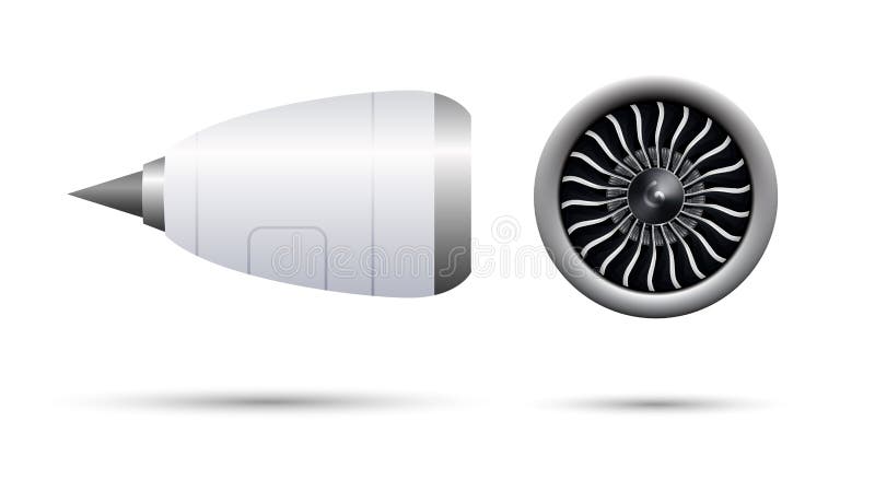Motor de turborreactor realista 3D del aeroplano, ejemplo del vector