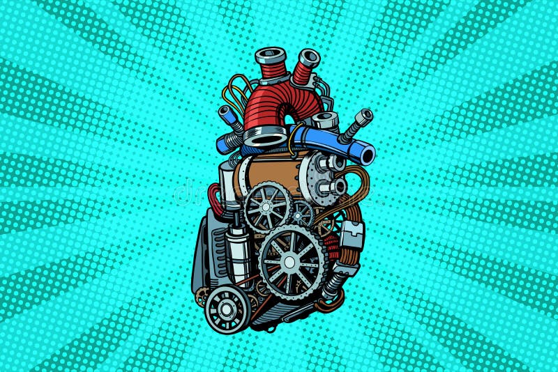 Motor del corazón de Steampunk ilustración del vector Motor del corazón de Steampunk ilustración del vector