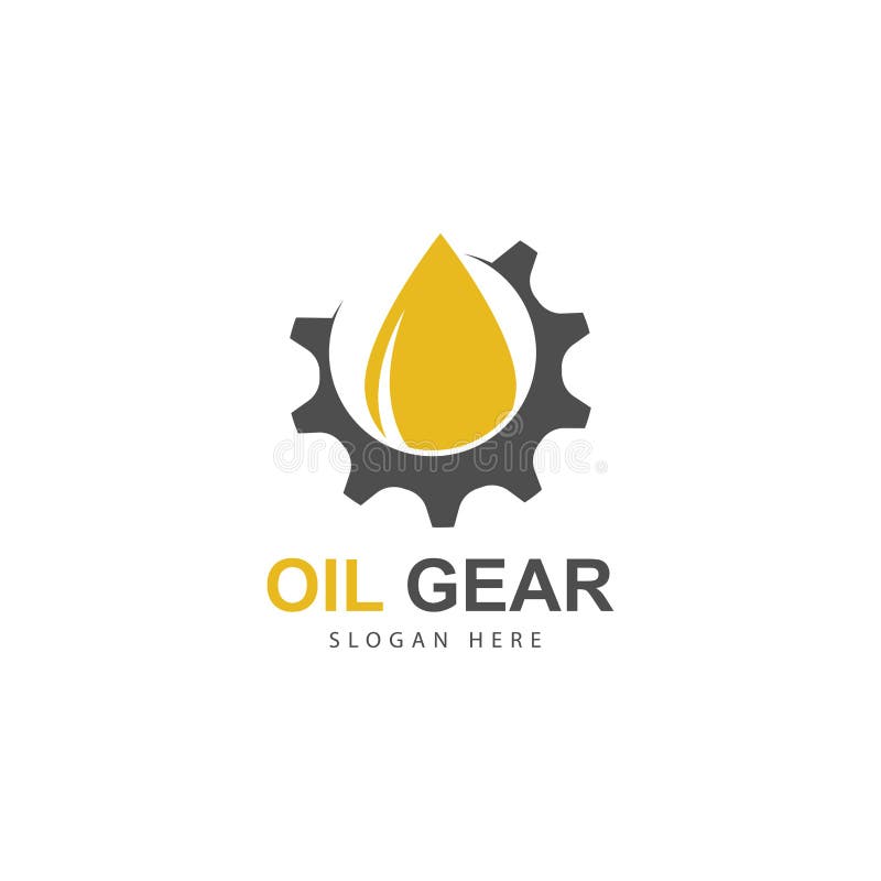 Motor Oil Logo. Drop Lubricant and Gear. Vector Illustration. Stock