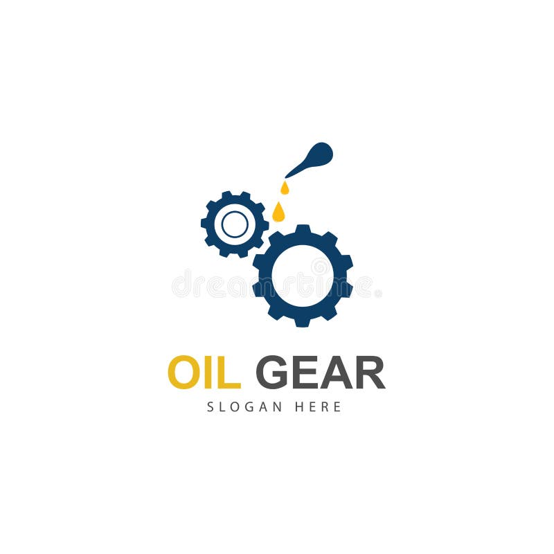 Motor Oil Logo. Drop Lubricant and Gear. Vector Illustration. Stock