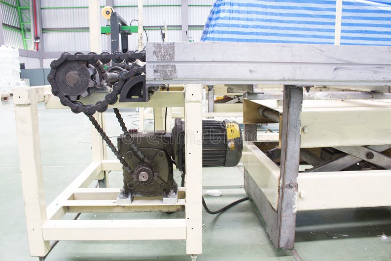 Motor Shaft and Gear Drive Chain of Conveyor Line Stock Image Image