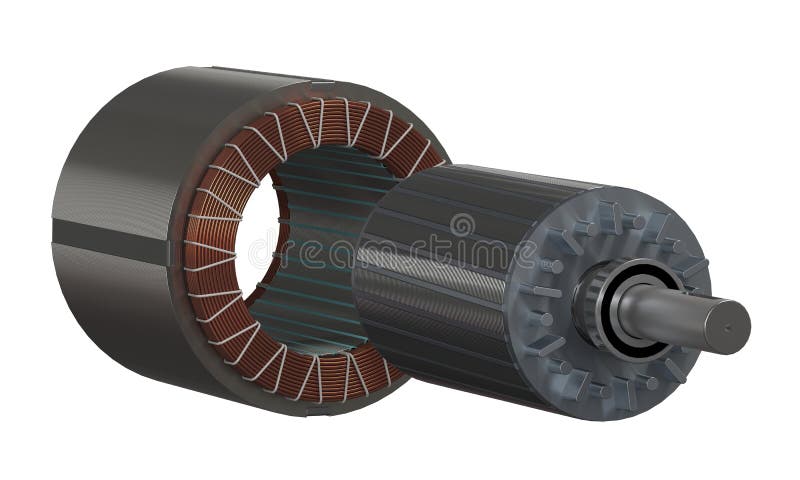 Stator Und Rotor Für Elektrogenerator Explosionsansicht 3D-Rendering Stock  Abbildung - Illustration von hintergrund, ausrüstung: 266283684